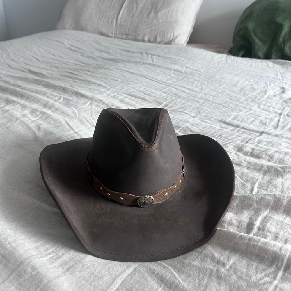 Dark Brown Western Leather Hat